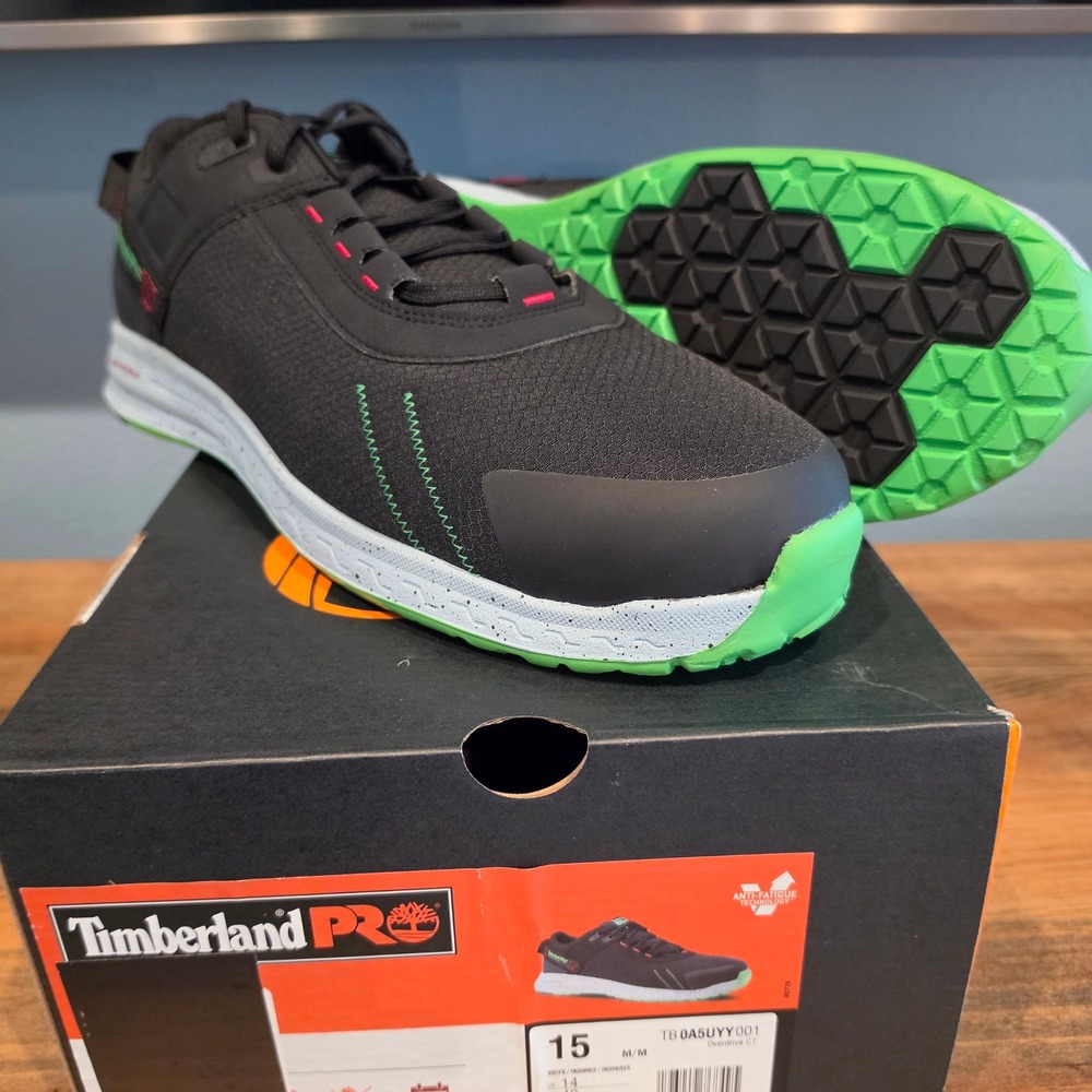 Timberland PRO Mens Overdrive Work Shoe Composite Toe Black Green TB0A5UYY 15